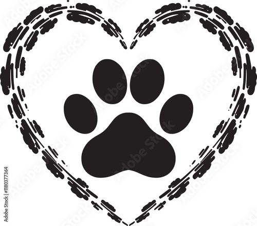 animals in line art, outline style, Traces of dogs or cats. Vector isolated silhouette Simple Black and white paws logo design Illustration