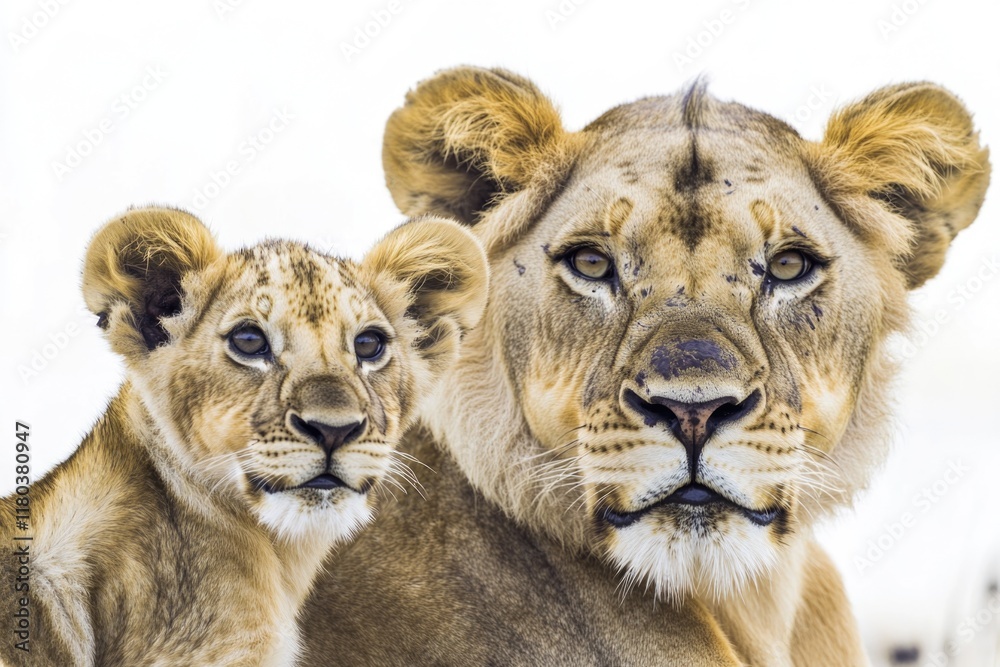Fototapeta premium Two lions sitting side by side