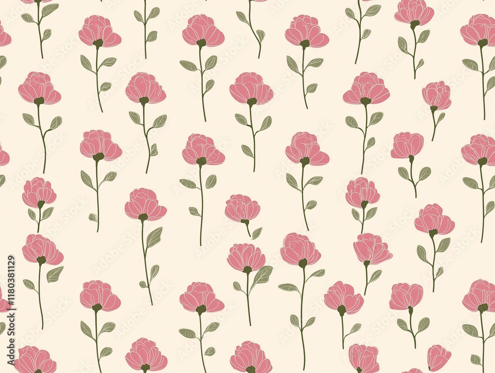 A cute pink and white pattern with small roses on it, a seamless pattern of tiny rosebuds in pastel shades, set against an off-white background A cute pink and white pattern with small roses on it, a seamless pattern of tiny rosebuds in pastel shades, set against an off-white background