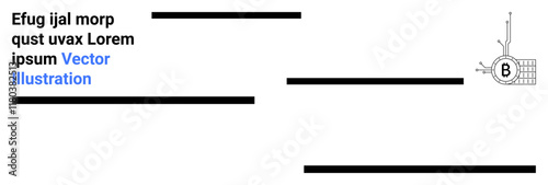Blockchain symbol, lined sections, and placeholder text suggest a modern tech design. Ideal for blockchain, tech presentations, infographics, educational materials, software development, startup