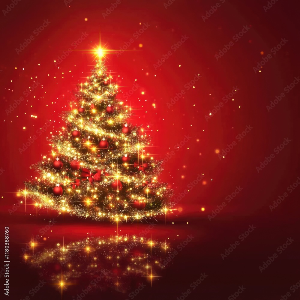 A festive Christmas tree with a shining star on top A festive Christmas tree with a shining star on top