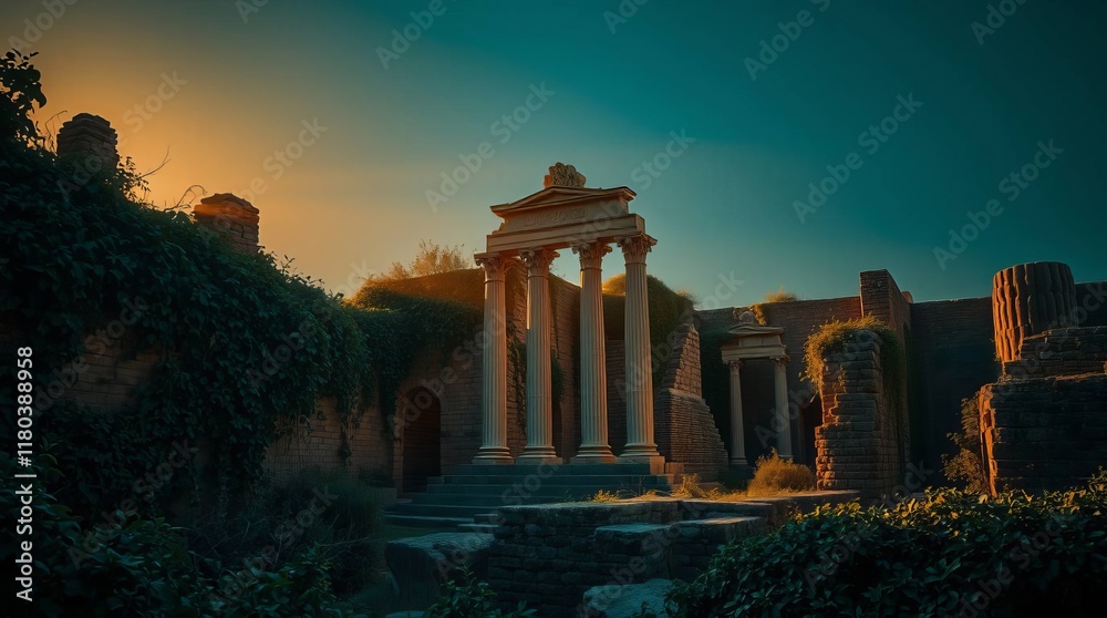 Fototapeta premium temple of apollo at sunset