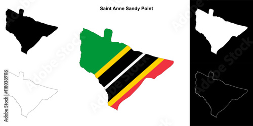 Saint Anne Sandy Point parish outline map set photo