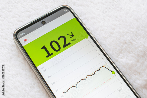 low blood sugar, glucose alarm for diabetics. blood glucose monitoring in the smartphone app