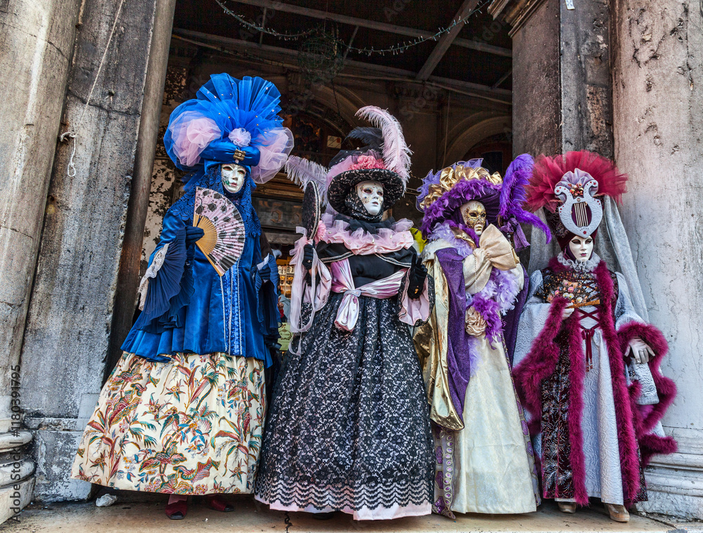 Group of Disguised People, Venice Carnival Group of Disguised People, Venice Carnival