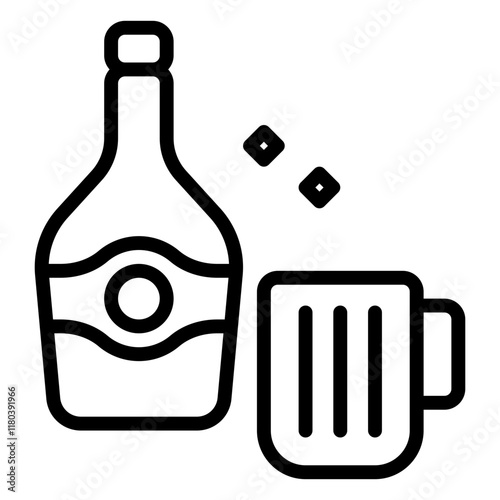 alcohol bottle icon, line icon style