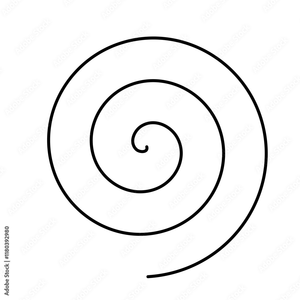 Thin black spiral symbol. Simple flat vector design element. Thin black spiral symbol. Simple flat vector design element.