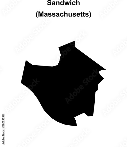 Sandwich (Massachusetts) blank outline map photo