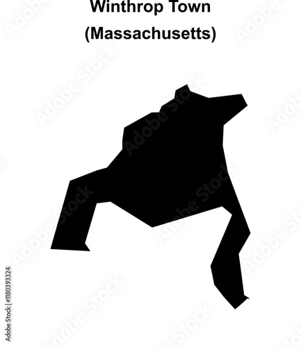 Winthrop Town (Massachusetts) blank outline map photo