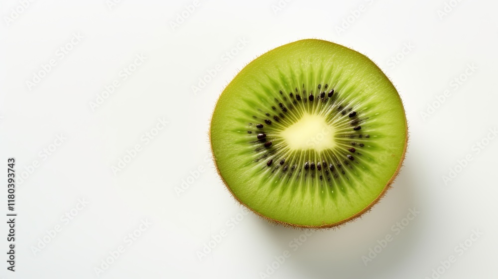 Freshly sliced kiwi showcases vibrant green and black seed patterns in detail. Generative AI Freshly sliced kiwi showcases vibrant green and black seed patterns in detail. Generative AI