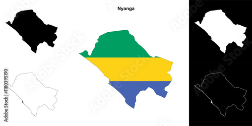 Nyanga province outline map set