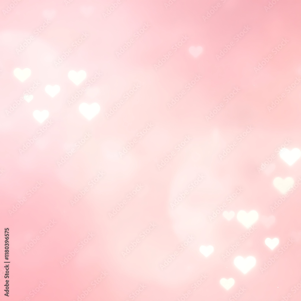 Pastel Abstract Valentine’s Day Background with Hearts and Glow Pastel Abstract Valentine’s Day Background with Hearts and Glow