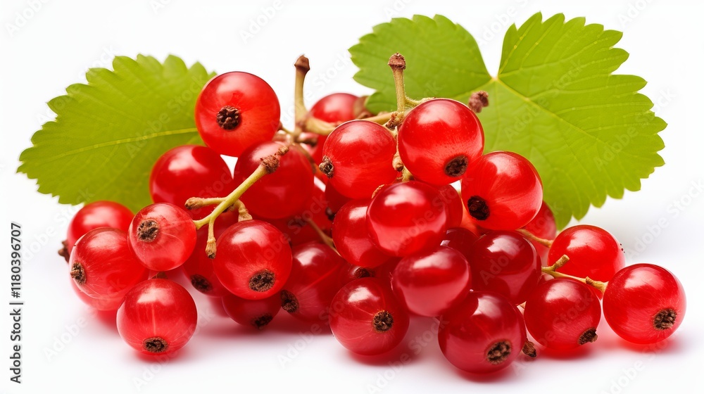 Fresh red currants with vibrant green leaves creating a delicious display. Generative AI Fresh red currants with vibrant green leaves creating a delicious display. Generative AI