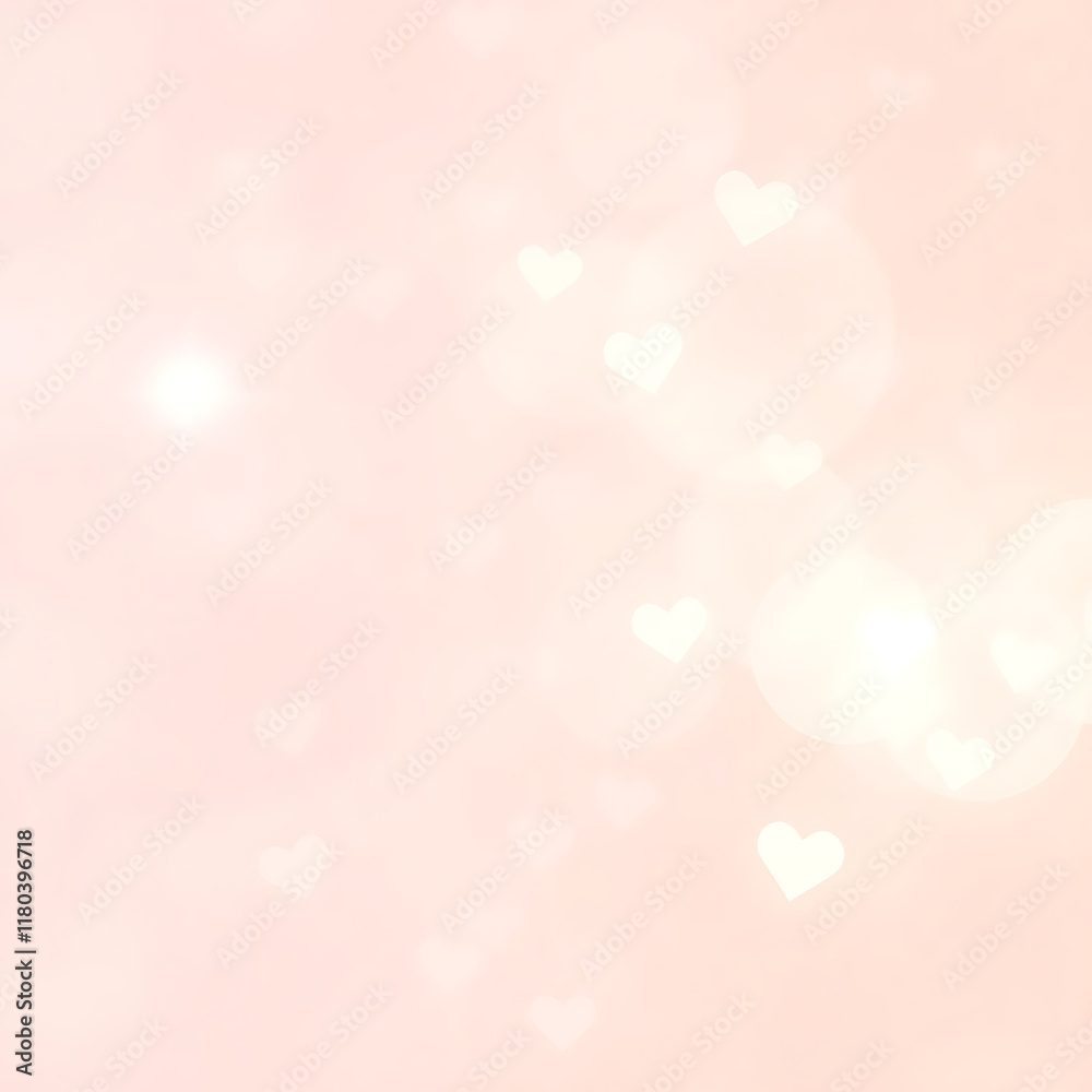 Pastel Abstract Valentine’s Day Background with Hearts and Glow Pastel Abstract Valentine’s Day Background with Hearts and Glow