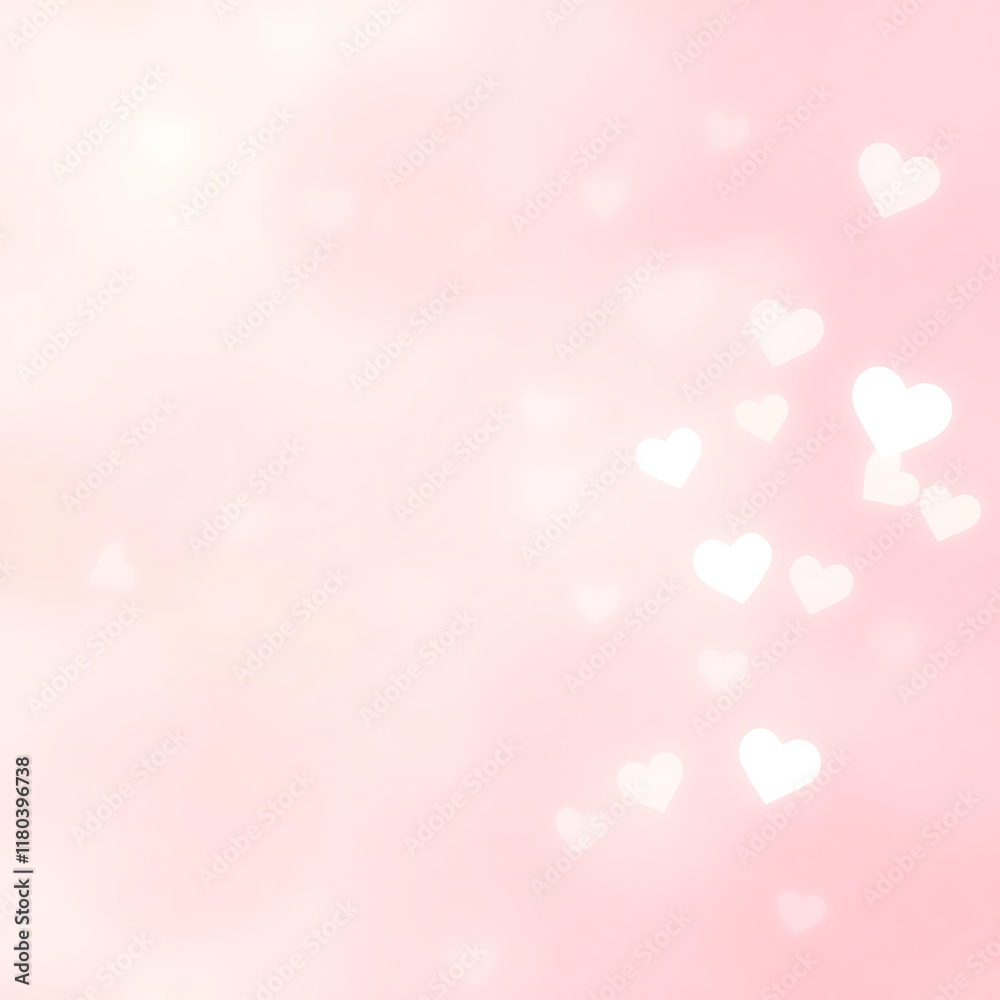 Pastel Abstract Valentine’s Day Background with Hearts and Glow Pastel Abstract Valentine’s Day Background with Hearts and Glow