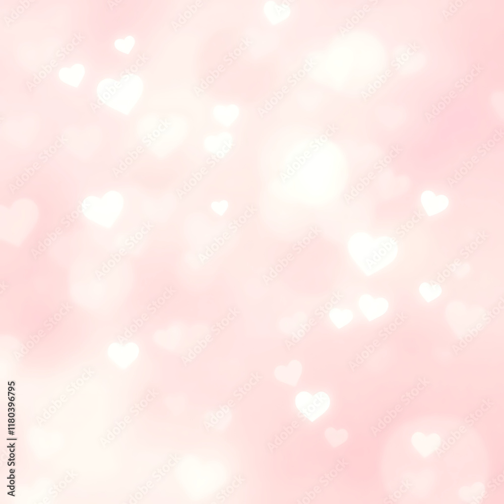 Pastel Abstract Valentine’s Day Background with Hearts and Glow Pastel Abstract Valentine’s Day Background with Hearts and Glow