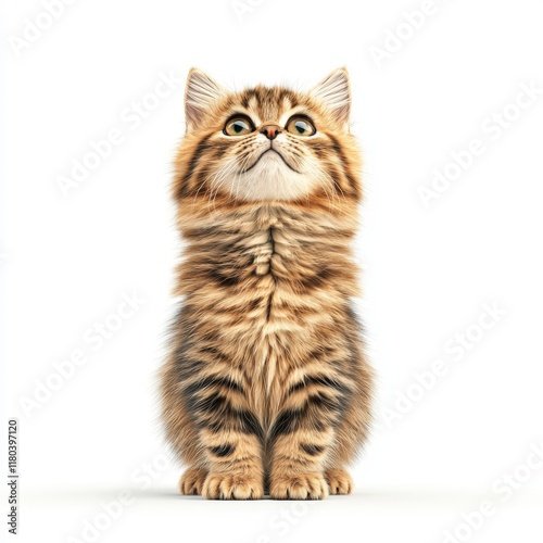 Adorable fluffy Minuet cat looking up with curious eyes, perfect for pet lovers and animal enthusiasts.
