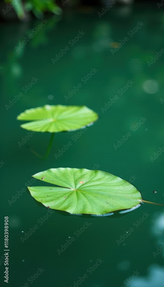 Delicate bamboo leaves floating on the surface of a serene water body, serene, bamboo Delicate bamboo leaves floating on the surface of a serene water body, serene, bamboo