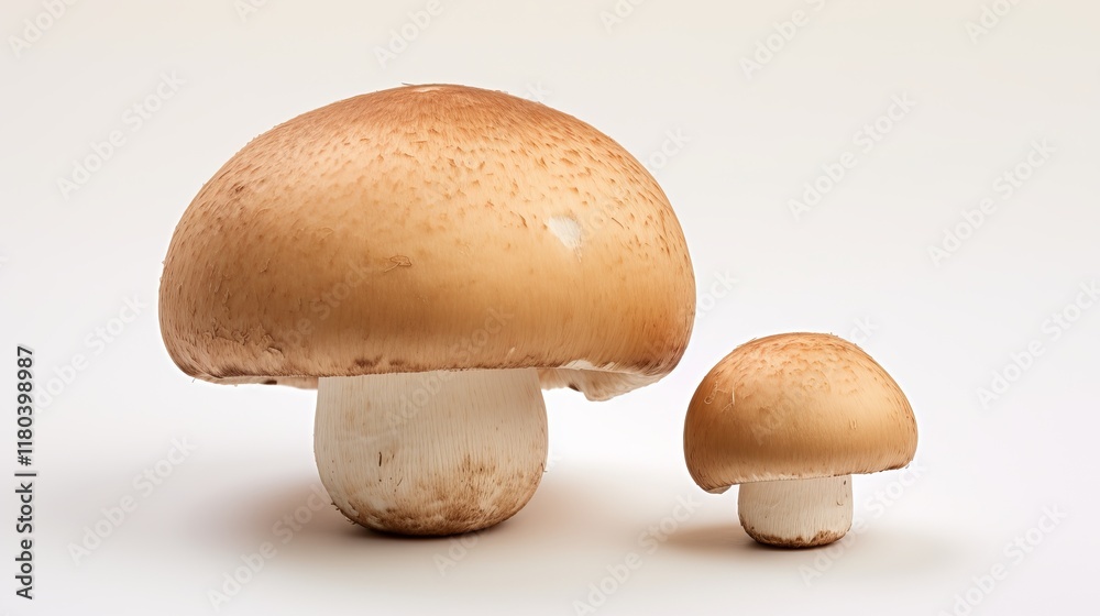 Mushrooms showcasing size contrast in a minimalist setting. Generative AI Mushrooms showcasing size contrast in a minimalist setting. Generative AI