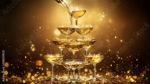 Elegant Champagne Celebration - Sparkling Glasses, Festive Ambiance