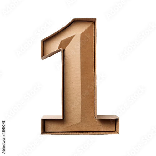 EcoFriendly 3D Number 1 in Cardboard Texture Cutout