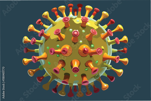 hmpv virus hmpv virus 3D render realistic microscopic close up scientific detailed clipart vector