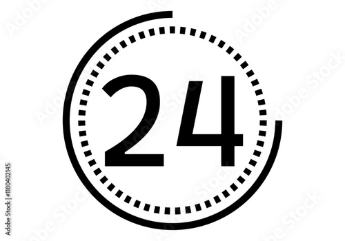 Icono negro de 24 horas con cuenta atrás