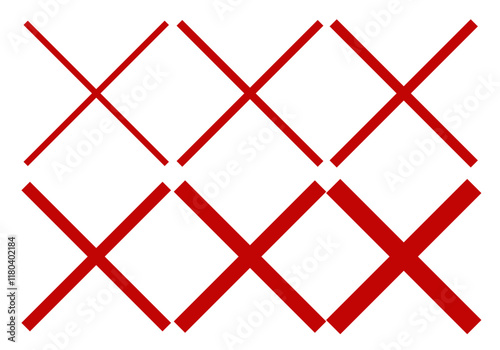 Hoja de iconos de equis o aspa trazado en rojo