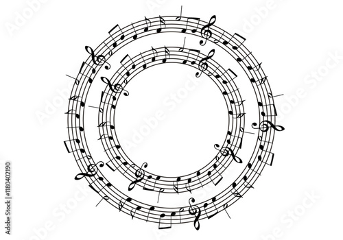 Círculo con marco de pentágrama musical doble
