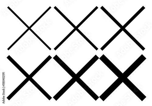 Hoja de iconos de equis o trazado negro