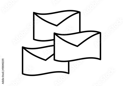 Icono negro de tres sobres de correo postal