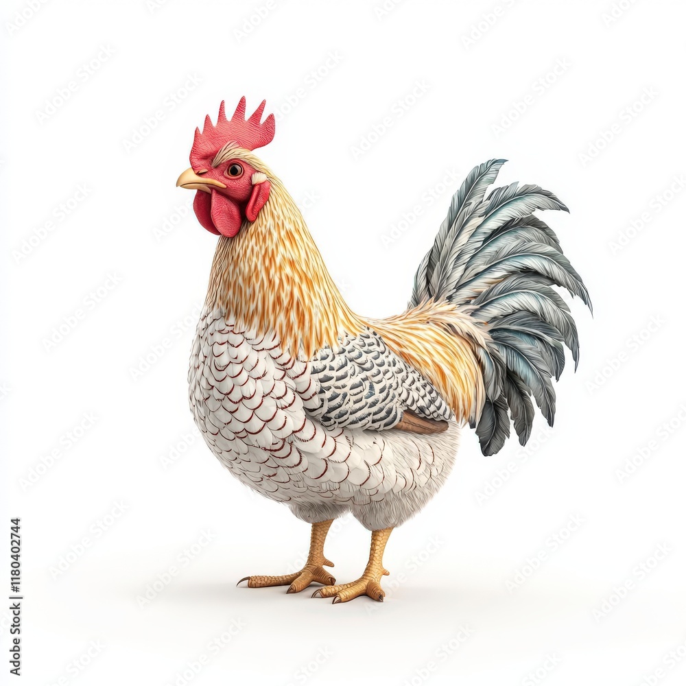 Fototapeta premium A beautifully illustrated Brahma chicken showcasing intricate details and vibrant colors, perfect for farm or wildlife themes.