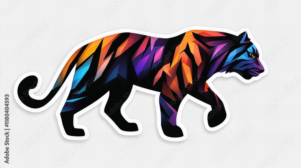 Obraz premium Vibrant geometric tiger illustration. A colorful and stylized design.