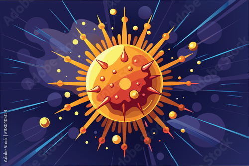 dynamic explosion of particles and light depicting the Human metapneumovirus Virus hmpv disintegrating in powerful burst of energy symbolizing the fight against hmpv clipart vector