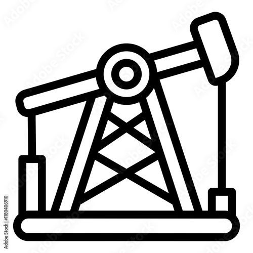 Oil derrick or oil pump jack outline icon used in drilling operations for extracting