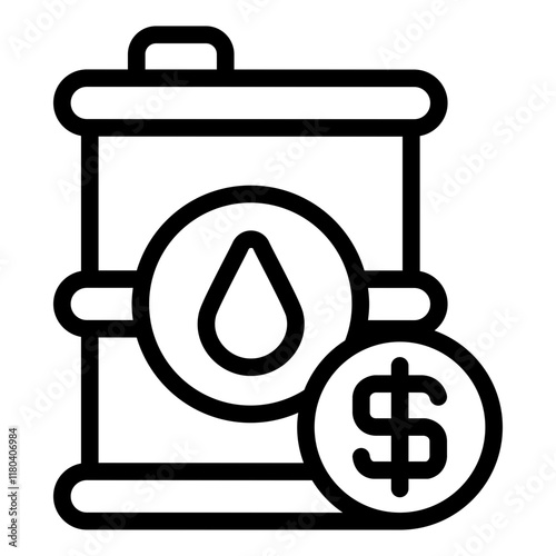 Oil barrel with price outline icon depicting the market dynamics of crude oil pricing