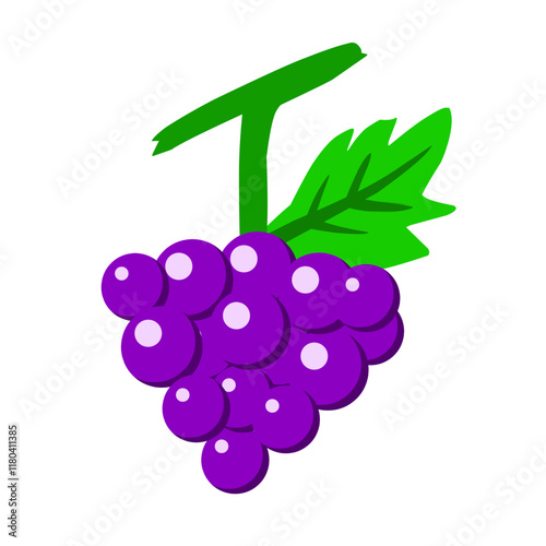 simple vector illustration of a bunch of grapes, featuring clean lines and vivid colors