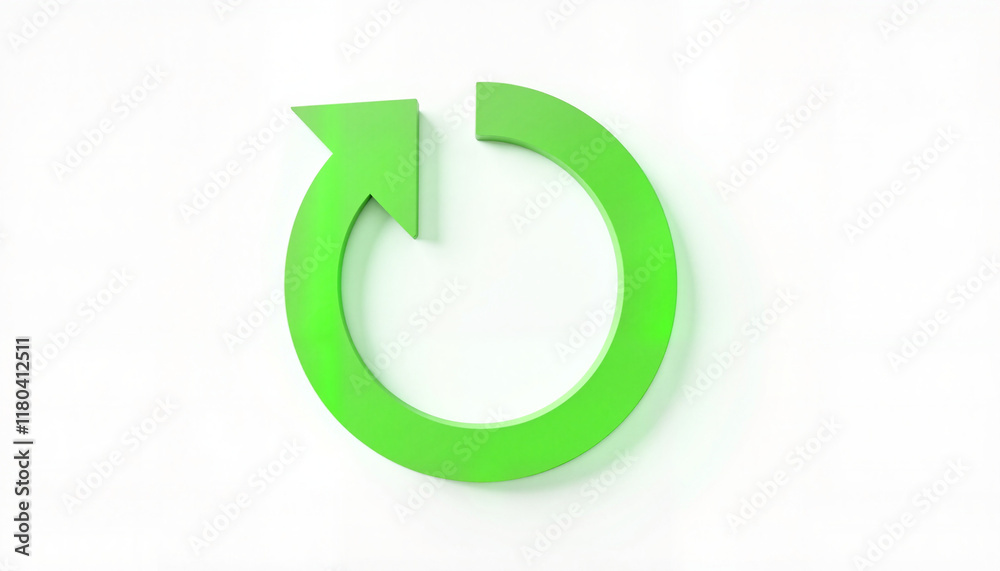 Green circular arrow with upward point on white background Green circular arrow with upward point on white background