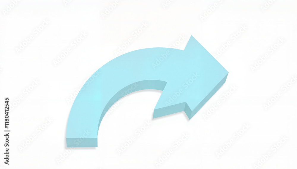 Light blue curved arrow on white background Light blue curved arrow on white background