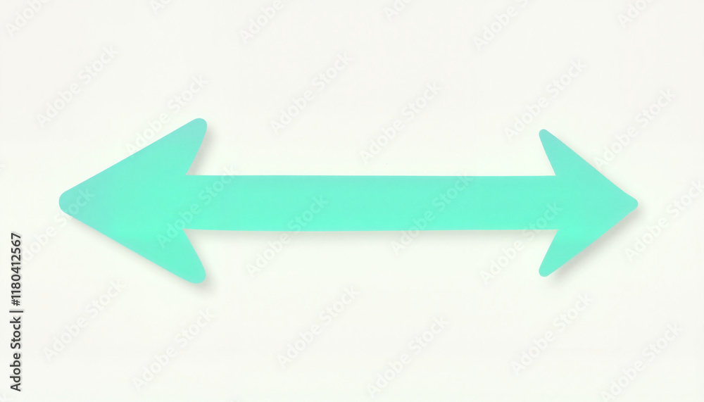 Turquoise bidirectional arrow on light background
