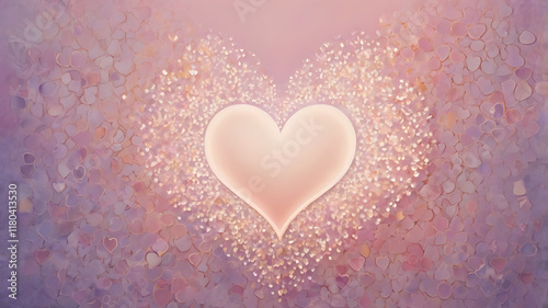 Pastel Abstract Valentine’s Day Background with Hearts and Glow