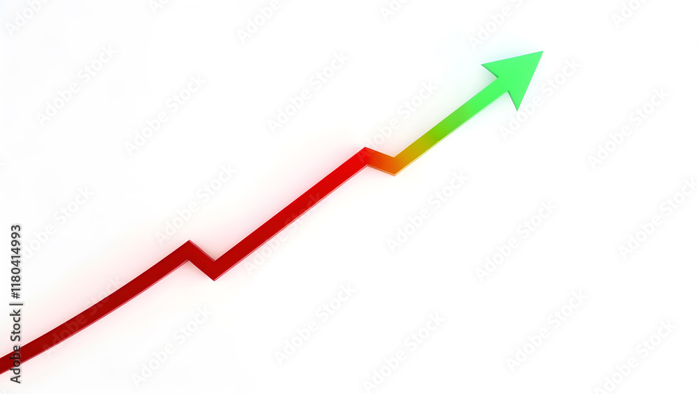 Upward trend graph symbolizing growth, success, or business progress on a white background. Generative AI Upward trend graph symbolizing growth, success, or business progress on a white background. Generative AI