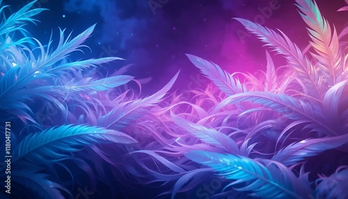 Vibrant decorative background featuring abstract feathery textures in colorful hues
