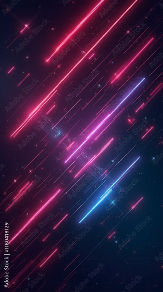 Obraz premium Neon Dynamic Diagonal Light Rays Background. Techno Digital Geometric Concept Design For Wallpaper, Banner, Presentation, Background
