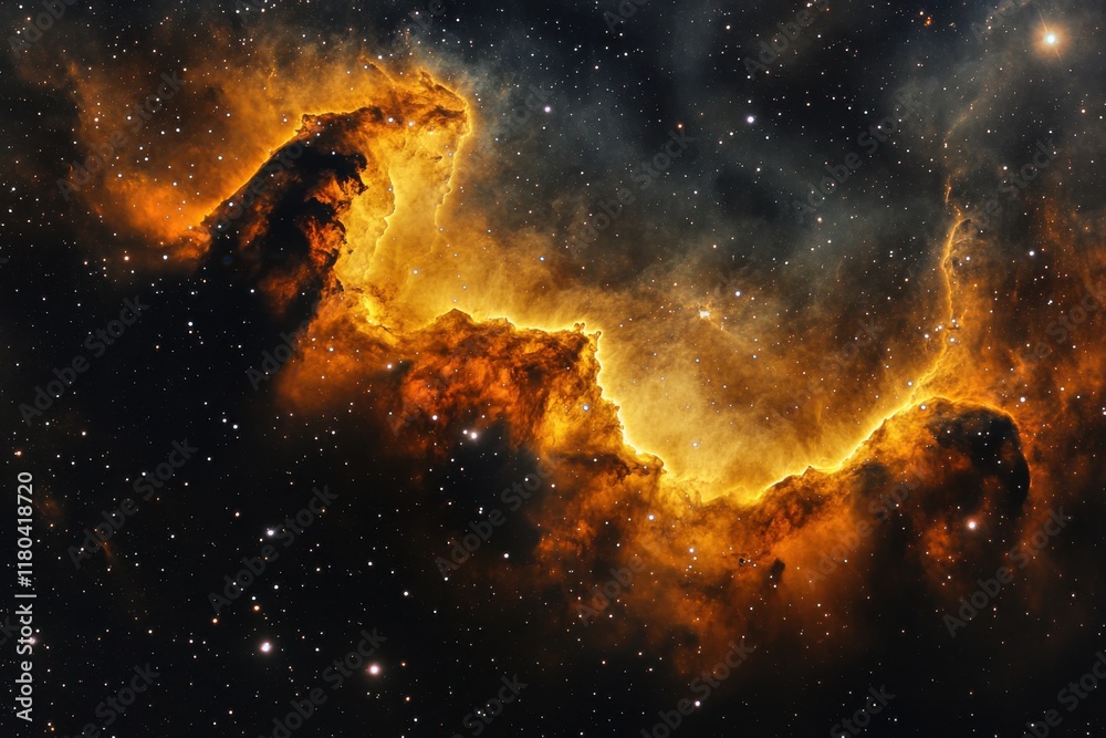 Fototapeta premium Fiery Nebula in Deep Space