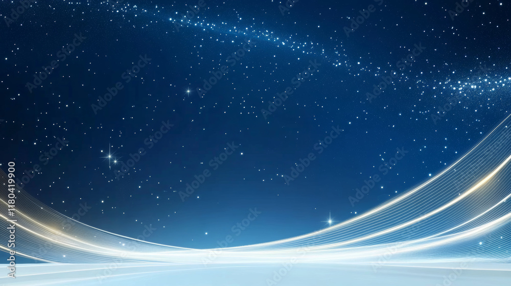 Blue starry sky glowing lines technology background Blue starry sky glowing lines technology background