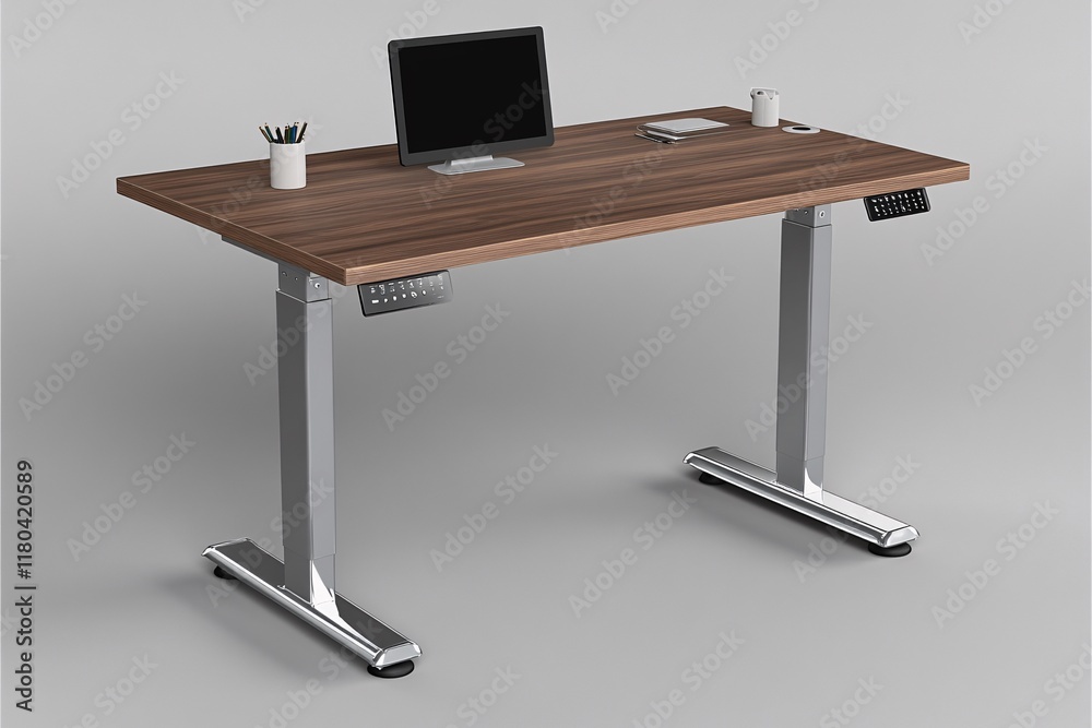 Wooden Office Desk with Height-Adjustable Feature Wooden Office Desk with Height-Adjustable Feature