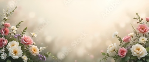 Floral pattern in pastel colors with copy space.