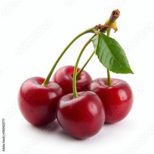 Red Cherry Bundle Isolated On A White Background