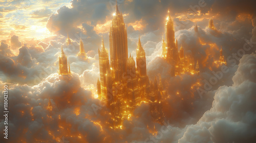 Golden City Above Clouds A Celestial Metropolis photo